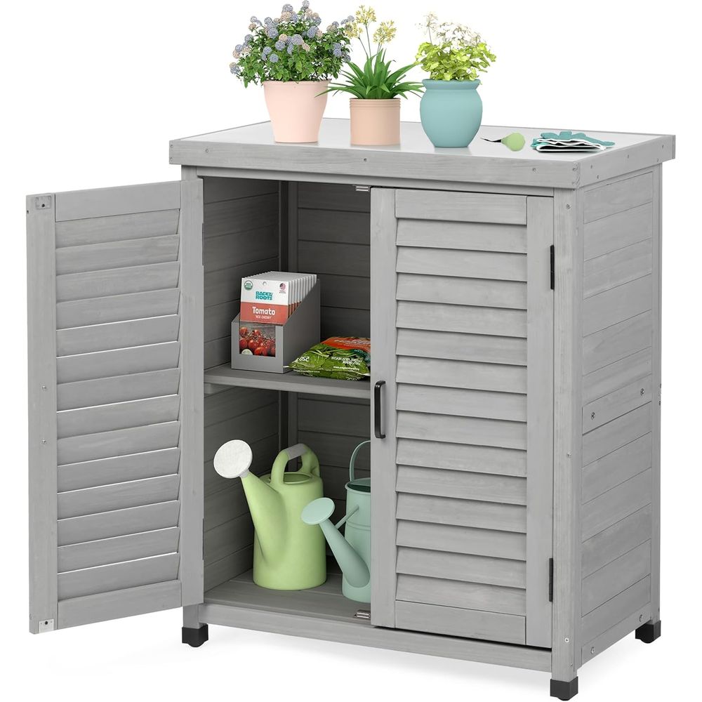 Garden Bench Metal - Mobile da Esterno con Armadietto e