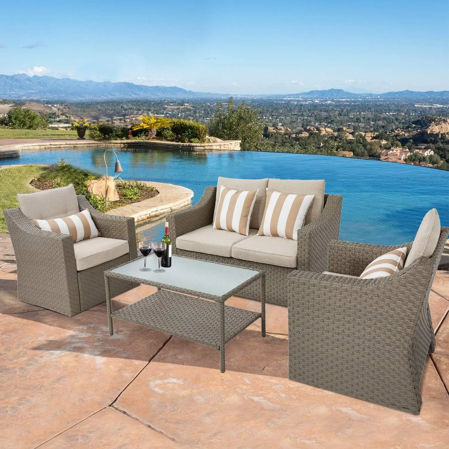 Outdoor Furniture No Cushions - Set da conversazione per mobili da