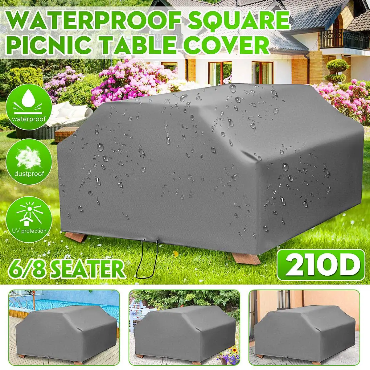 Outdoor Furniture Grey - 210D per 6/8 posti tavolo da