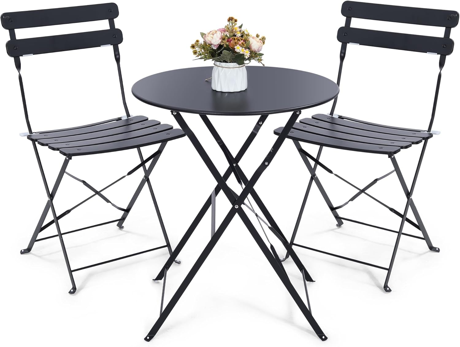 Outdoor Furniture One Piece - Set bistrò pieghevole da esterno nero