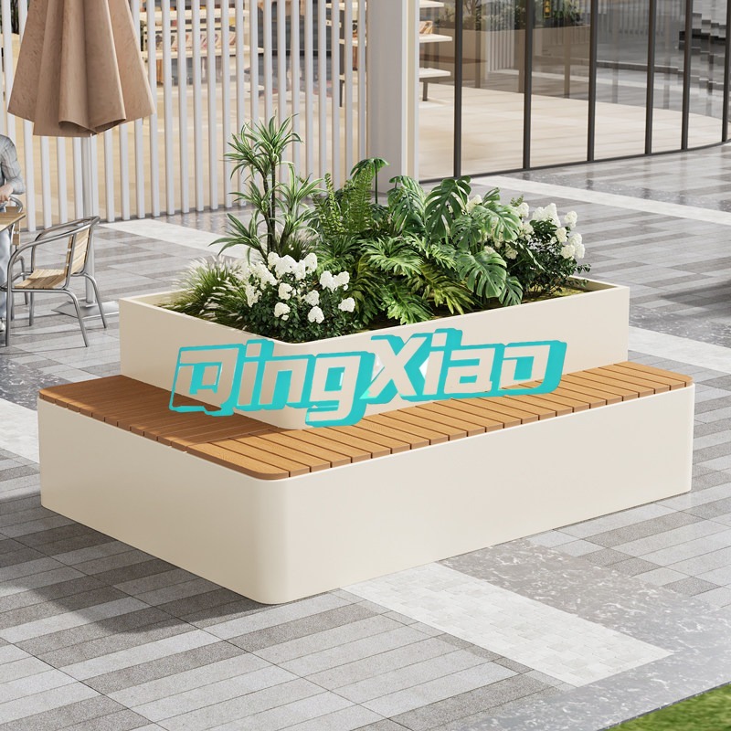 Garden Bench Metal - Panca da esterno con fioriera integrata,
