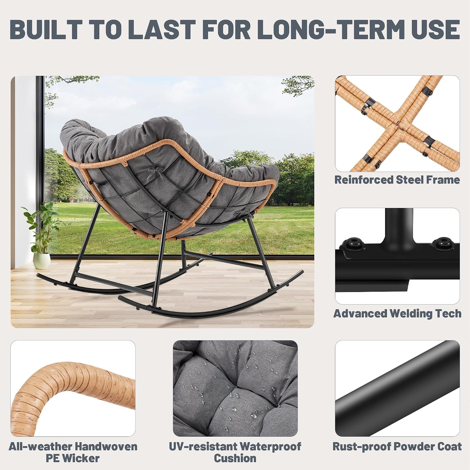 Sedia a dondolo da esterno in  - Outdoor Furniture No Cushions recensione e prezzo
