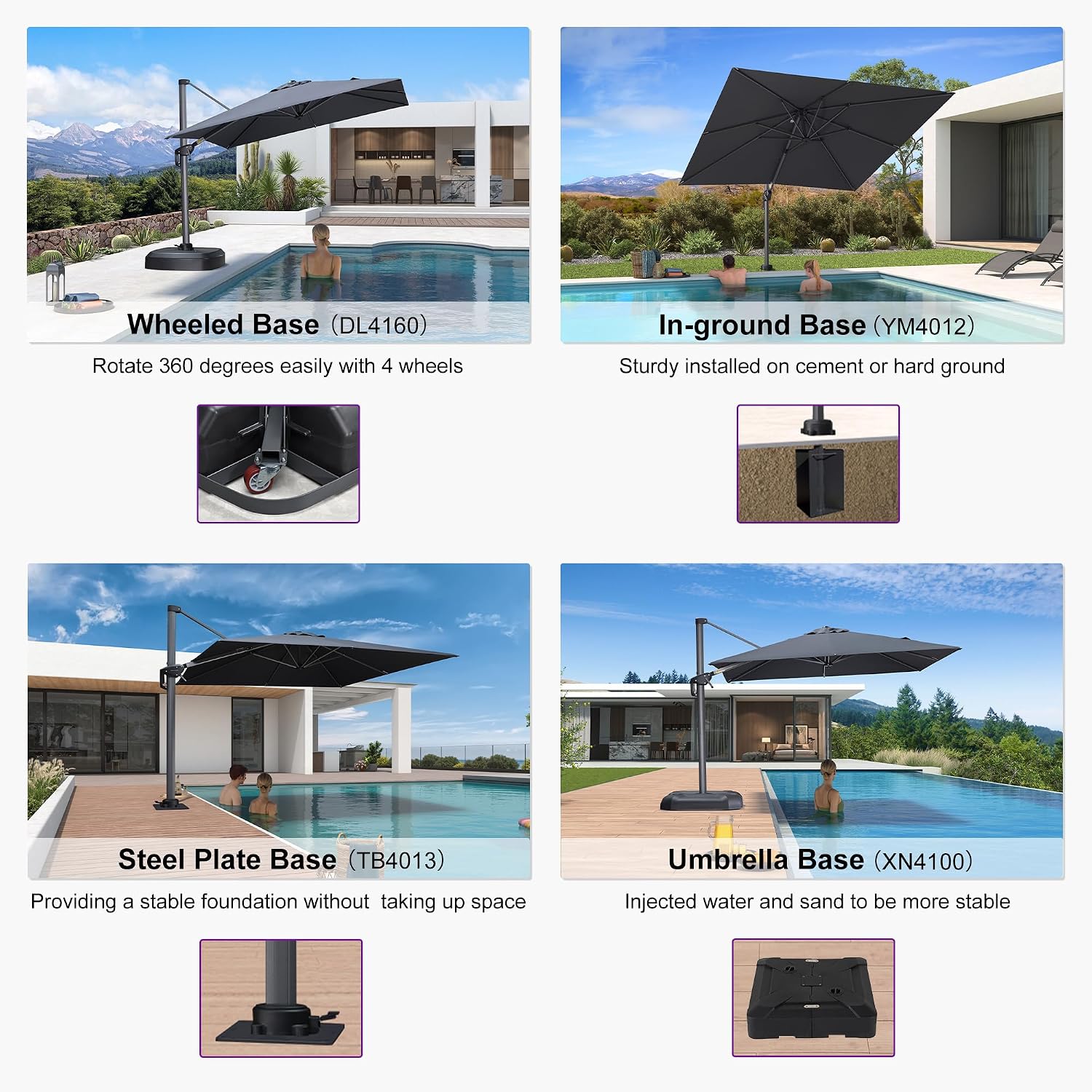 Ombrellone da Piscina 8' x 8'  - Outdoor Furniture Grey recensione e prezzo