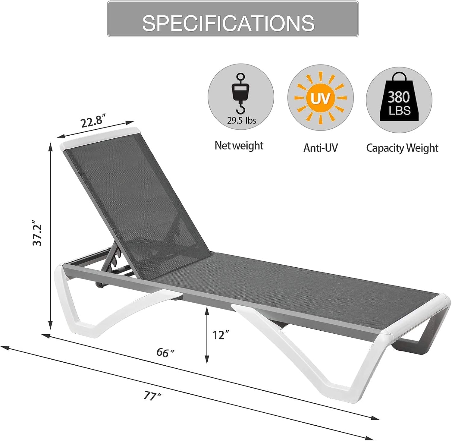 Set di 2 Sdraio Regolabili per - Outdoor Furniture Grey recensione e prezzo