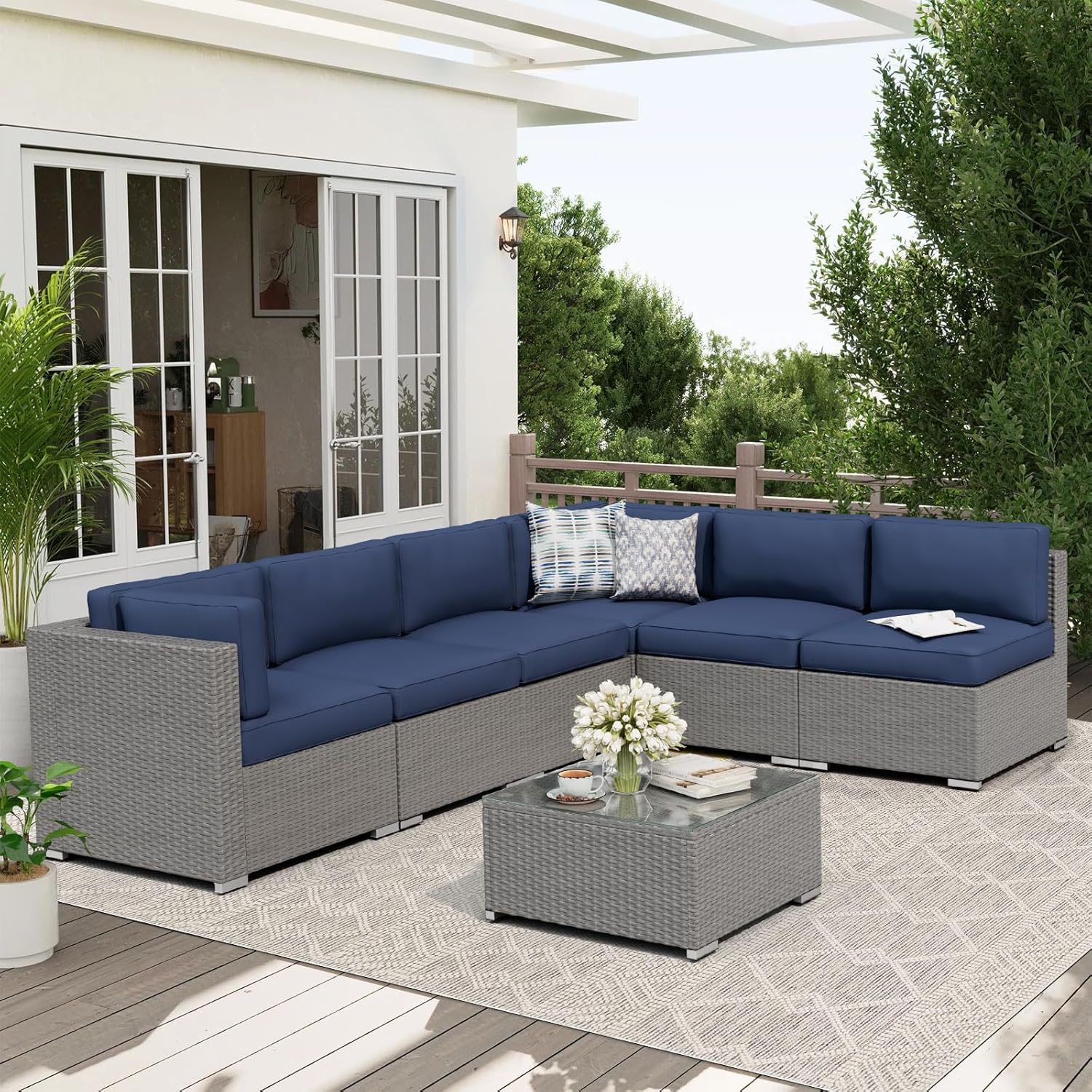 Set di Mobili da Esterno in 7  - Outdoor Furniture Grey recensione e prezzo