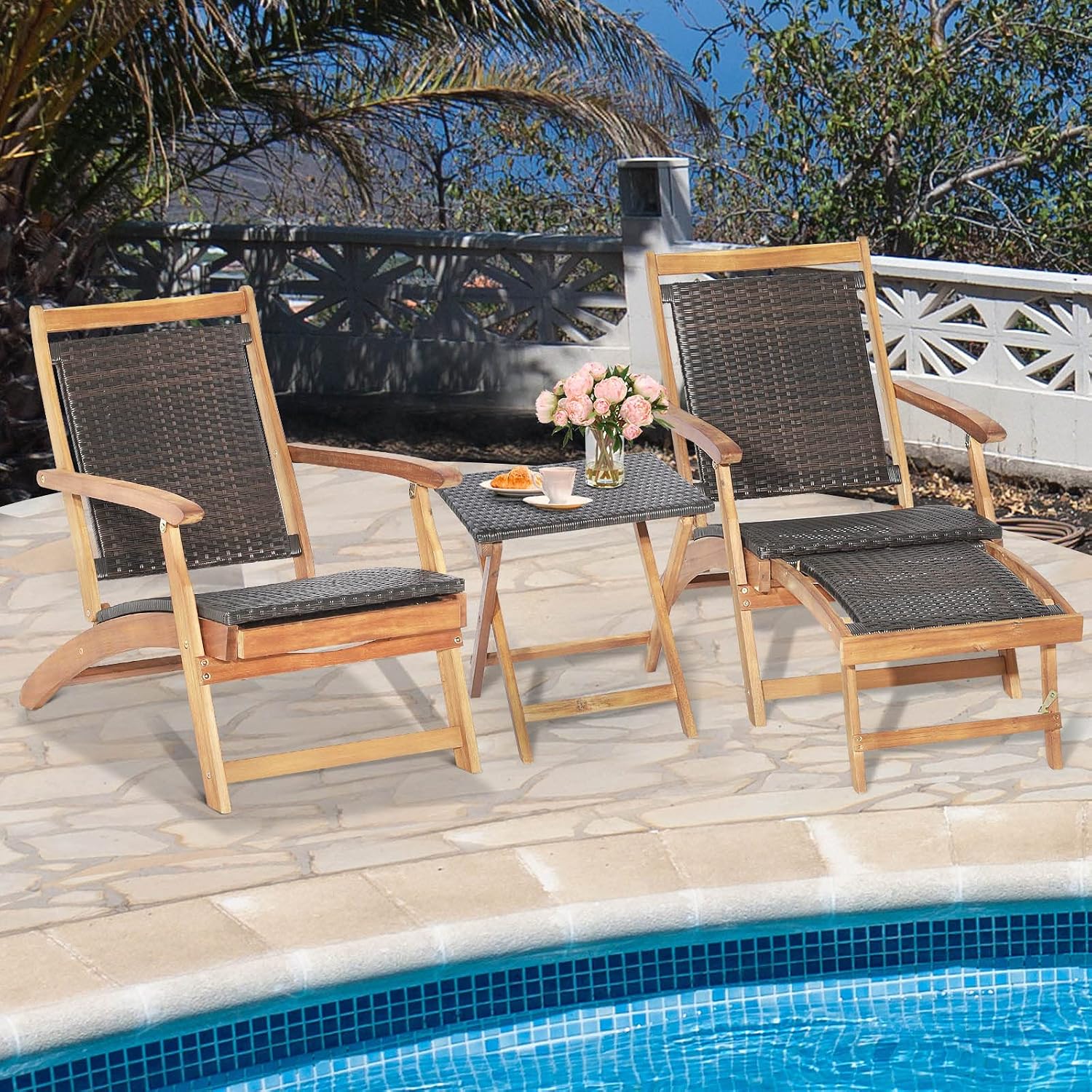 Set Sedia a Sdraio Pieghevole  - Outdoor Furniture Recliner Set recensione e prezzo